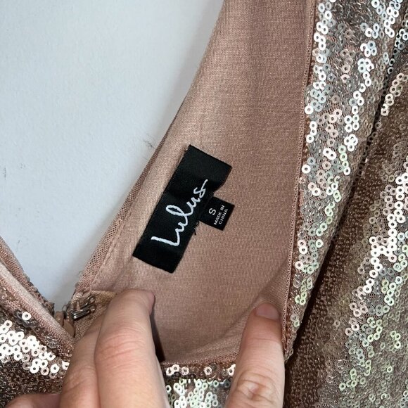 Lulus Always Remember Us Matte Gold Sequin Maxi Dress Size Small - Picture 8 of 10